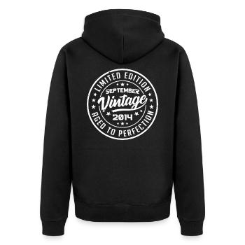 September 2014 Geburtstagsgeschenk September 2014 - Unisex Premium Bio Zip Hoodie - Schwarz - Hinten - Nico (187cm)
