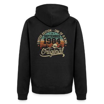 Birthday September 1984 Gift September 1984 - Unisex Premium Organic Zip Hoodie - black - Back - Nico (187cm)