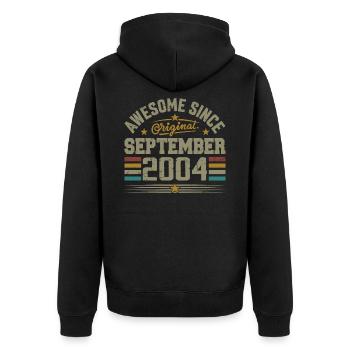 September 2004 Geschenk gebaut September 2004 - Unisex Premium Bio Zip Hoodie - Schwarz - Hinten - Nico (187cm)