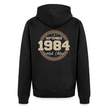 September 1984 September Birthday Gift 1984 - Unisex Premium Organic Zip Hoodie - black - Back - Nico (187cm)