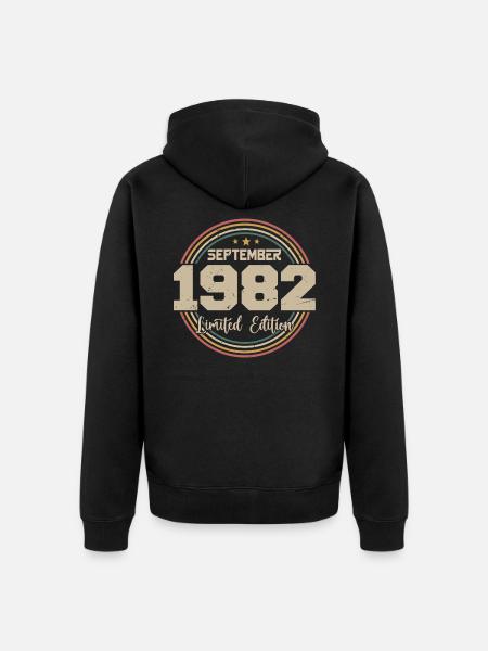 September 1982 Birthday Gift 1982 - Unisex Premium Organic Zip Hoodie - black