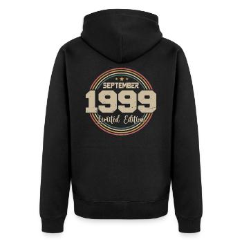Geburtstagsgeschenk September 1999 - Unisex Premium Bio Zip Hoodie - Schwarz - Hinten - Nico (187cm)