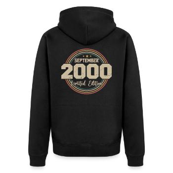 September Birthday Gift 2000 - Unisex Premium Organic Zip Hoodie - black - Back - Nico (187cm)