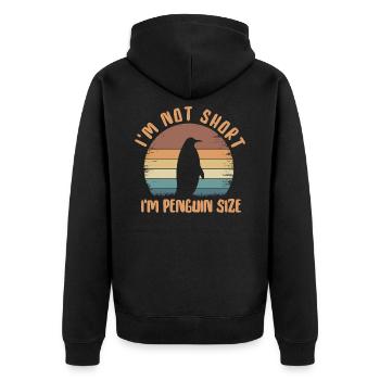 I'm Not Short I'm Penguin Size Love Penguins - Unisex Premium Organic Zip Hoodie - black - Back - Nico (187cm)