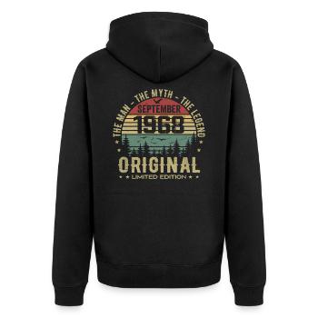 Original Birthday 1968 - September 1968 Gift - Unisex Premium Organic Zip Hoodie - black - Back - Nico (187cm)