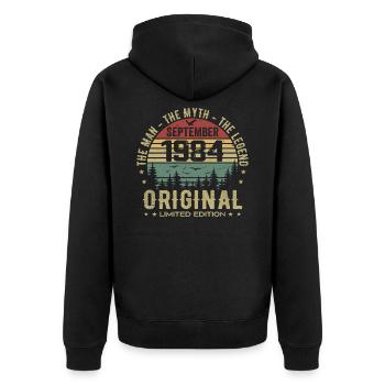 Original Birthday 1984 - September 1984 Gift - Unisex Premium Organic Zip Hoodie - black - Back - Nico (187cm)
