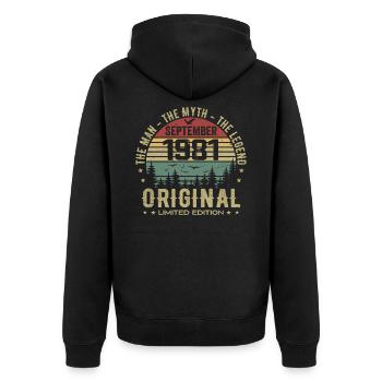 Original Birthday 1981 - September 1981 Gift - Unisex Premium Organic Zip Hoodie - black - Back - Nico (187cm)