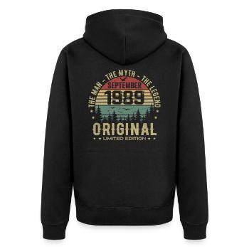 Original Birthday 1989 - September 1989 Gift - Unisex Premium Organic Zip Hoodie - black - Back - Nico (187cm)