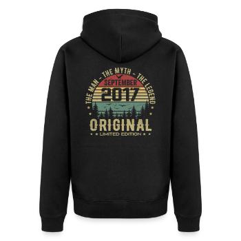 Original Birthday 2017 - September 2017 Gift - Unisex Premium Organic Zip Hoodie - black - Back - Nico (187cm)