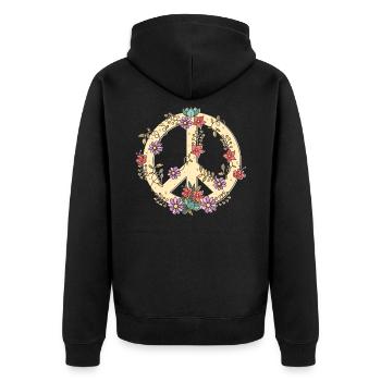 Peace Love 60er 70er Jahre Groovy Kostüm Blumen - Unisex Premium Bio Zip Hoodie - Schwarz - Hinten - Nico (187cm)