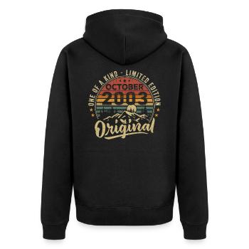 Birthday Gift | Vintage Born October 2003 - Unisex Premium Organic Zip Hoodie - black - Back - Nico (187cm)