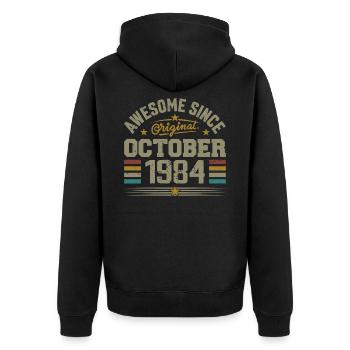 Born in October 1984 | Birthday October 1984 - Unisex Premium Organic Zip Hoodie - black - Back - Nico (187cm)