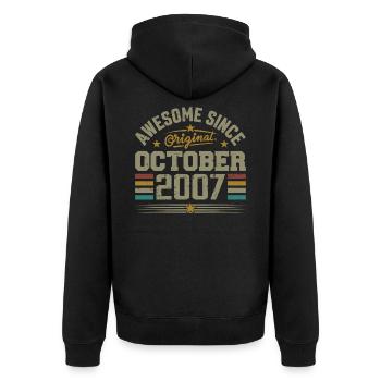 Born in October 2007 | Birthday October 2007 - Unisex Premium Organic Zip Hoodie - black - Back - Nico (187cm)