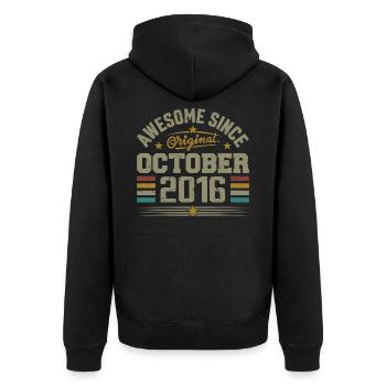 Né en Octobre 2016 | Anniversaire Octobre 2016 - Veste à capuche bio Premium Unisexe - noir - Dos - Nico (187cm)