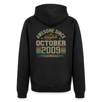 Born in October 2009 | Birthday October 2009 - Unisex Premium Organic Zip Hoodie - black - Back - Nico (187cm)