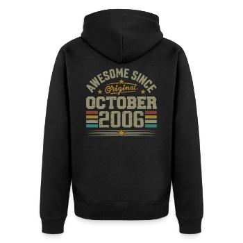 Born in October 2006 | Birthday October 2006 - Unisex Premium Organic Zip Hoodie - black - Back - Nico (187cm)
