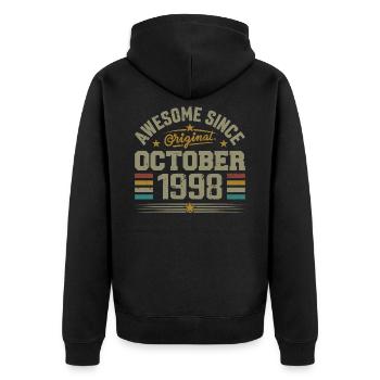Born in October 1998 | Birthday October 1998 - Unisex Premium Organic Zip Hoodie - black - Back - Nico (187cm)