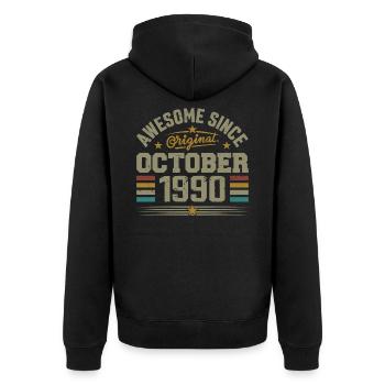 Born in October 1990 | Birthday October 1990 - Unisex Premium Organic Zip Hoodie - black - Back - Nico (187cm)