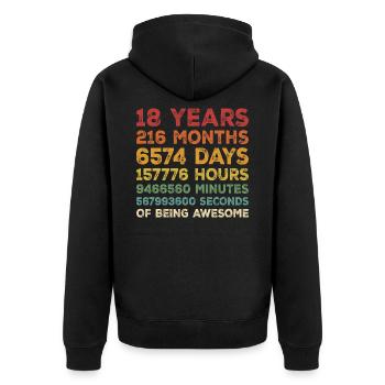 18. Geburtstagsfeier lustig für 18 Jahre alt - Unisex Premium Bio Zip Hoodie - Schwarz - Hinten - Nico (187cm)