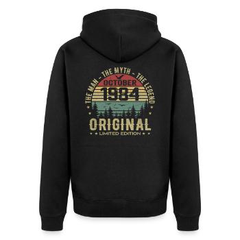 Homme Cadeau D'anniversaire 1984 Octobre 1984 - Veste à capuche bio Premium Unisexe - noir - Dos - Nico (187cm)