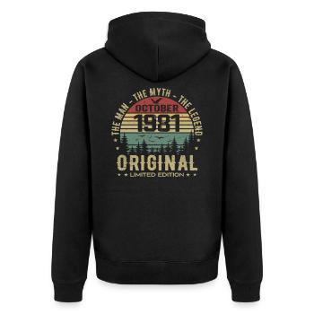 Homme Cadeau D'anniversaire 1981 Octobre 1981 - Veste à capuche bio Premium Unisexe - noir - Dos - Nico (187cm)