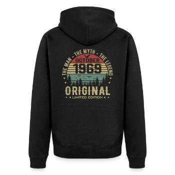 Homme Cadeau D'anniversaire 1969 Octobre 1969 - Veste à capuche bio Premium Unisexe - noir - Dos - Nico (187cm)