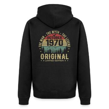 Homme Cadeau D'anniversaire 1970 Octobre 1970 - Veste à capuche bio Premium Unisexe - noir - Dos - Nico (187cm)