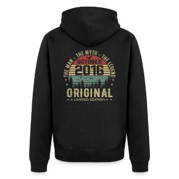 Men's Birthday Gift 2016 October 2016 - Unisex Premium Organic Zip Hoodie - black - Back - Nico (187cm)
