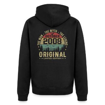 Homme Cadeau D'anniversaire 2008 Octobre 2008 - Veste à capuche bio Premium Unisexe - noir - Dos - Nico (187cm)