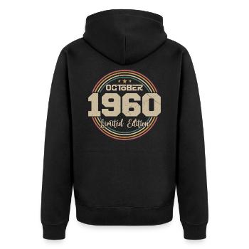 Born October 1960 Retro Birthday October 1960 - Unisex Premium Organic Zip Hoodie - black - Back - Nico (187cm)