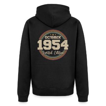 Geboren im Oktober 1954 Retro Jubiläum Oktober 1954 - Unisex Premium Bio Zip Hoodie - Schwarz - Hinten - Nico (187cm)