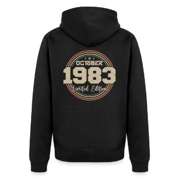Born in October 1983 Retro Birthday October 1983 - Unisex Premium Organic Zip Hoodie - black - Back - Nico (187cm)