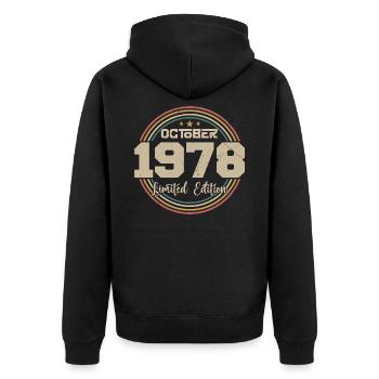 Né en octobre 1978 Retro Anniversaire Octobre 1978 - Veste à capuche bio Premium Unisexe - noir - Dos - Nico (187cm)