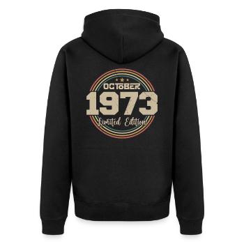 Born in October 1973 Retro Birthday October 1973 - Unisex Premium Organic Zip Hoodie - black - Back - Nico (187cm)