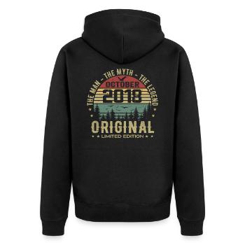 Geburtstagsgeschenk für Männer 2018 Oktober 2018 - Unisex Premium Bio Zip Hoodie - Schwarz - Hinten - Nico (187cm)