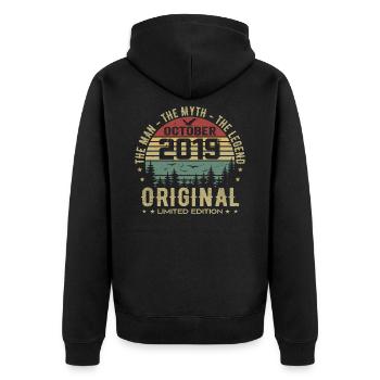 Men's Birthday Gift 2019 October 2019 - Unisex Premium Organic Zip Hoodie - black - Back - Nico (187cm)