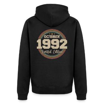 Born in October 1992 Retro Birthday October 1992 - Unisex Premium Organic Zip Hoodie - black - Back - Nico (187cm)