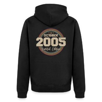 Né en octobre 2005 Retro Anniversaire Octobre 2005 - Veste à capuche bio Premium Unisexe - noir - Dos - Nico (187cm)
