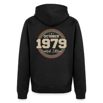 Né en octobre 1979 Retro Anniversaire Octobre 1979 - Veste à capuche bio Premium Unisexe - noir - Dos - Nico (187cm)