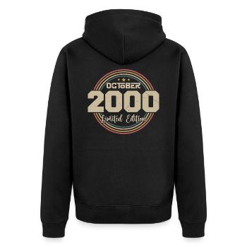 Born in October 2000 Retro Birthday October 2000 - Unisex Premium Organic Zip Hoodie - black - Back - Nico (187cm)