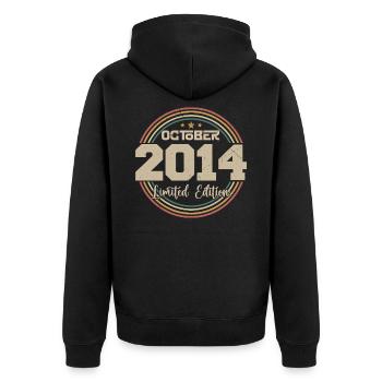 Né en octobre 2014 Retro Anniversaire Octobre 2014 - Veste à capuche bio Premium Unisexe - noir - Dos - Nico (187cm)