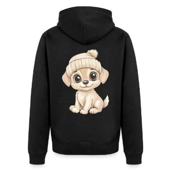 chien mignon mignon bébé enfants animal chiot dessin animé - Veste à capuche bio Premium Unisexe - noir - Dos - Nico (187cm)