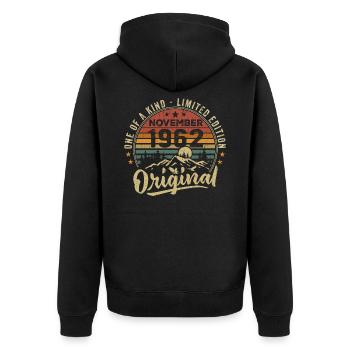 Millésime Novembre 1962 Cadeau Rétro Novembre 1962 - Veste à capuche bio Premium Unisexe - noir - Dos - Nico (187cm)