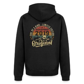 Vintage November 2019 Retro Gift November 2019 - Unisex Premium Organic Zip Hoodie - black - Back - Nico (187cm)