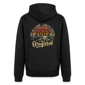 Millésime Novembre 2002 Cadeau Rétro Novembre 2002 - Veste à capuche bio Premium Unisexe - noir - Dos - Nico (187cm)