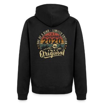 Vintage November 2020 Retro Gift November 2020 - Unisex Premium Organic Zip Hoodie - black - Back - Nico (187cm)