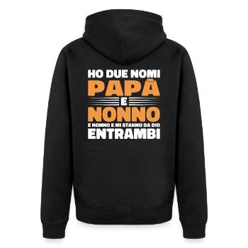 Papa und Opa - Unisex Premium Bio Zip Hoodie - Schwarz - Hinten - Nico (187cm)