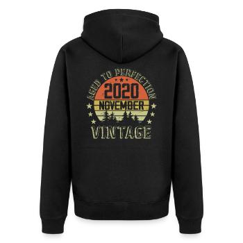 Anniversaire Novembre 2020 Cadeau Vintage Novembre - Veste à capuche bio Premium Unisexe - noir - Dos - Nico (187cm)