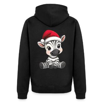 Zebra Weihnachten Süß Niedlich Xmas Weihnachtlich - Unisex Premium Bio Zip Hoodie - Schwarz - Hinten - Nico (187cm)