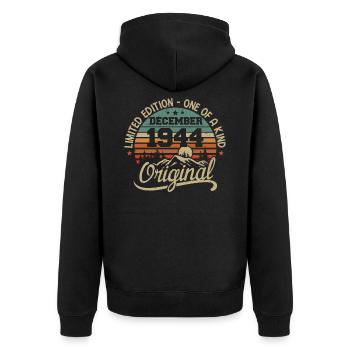 Original 81st Birthday Gift, December 1944 - Unisex Premium Organic Zip Hoodie - black - Back - Nico (187cm)